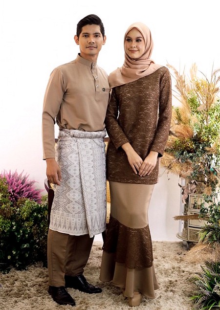 baju raya sedondon set mocha melayu slimfit kurung moden