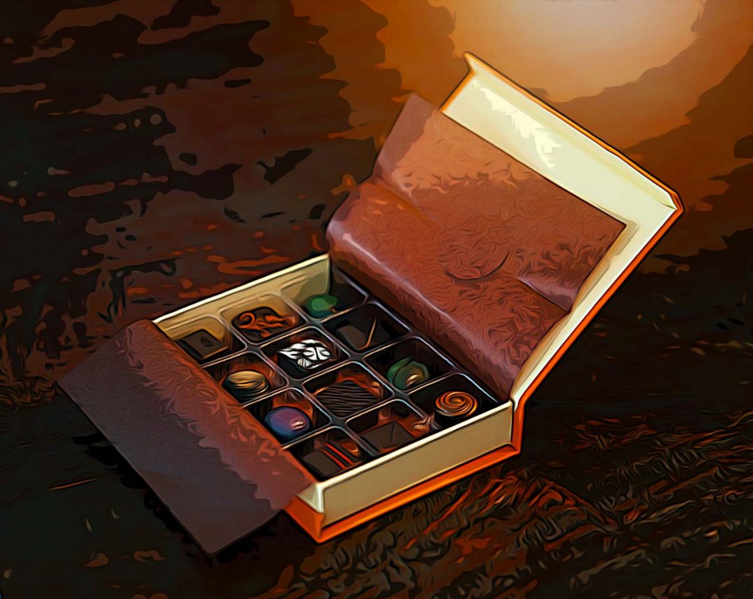 hadiah coklat dalam kotak